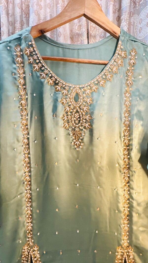 silk shirt cutwork stitching front open style long shirt hand embroidery sale bhabhis boutique