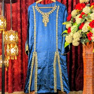 silk shirt cutwork stitching front open style long shirt hand embroidery sale bhabhis boutique