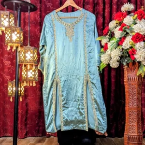 silk shirt cutwork stitching front open style long shirt hand embroidery sale bhabhis boutique