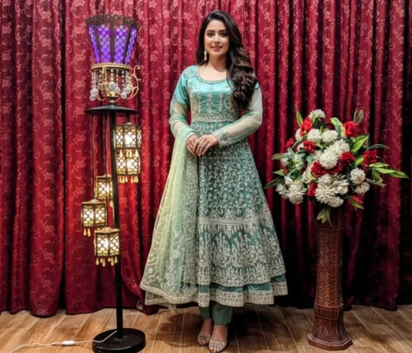 organza frock | dori work 9mm | mirror work & maxi style | new wedding | party wear suit