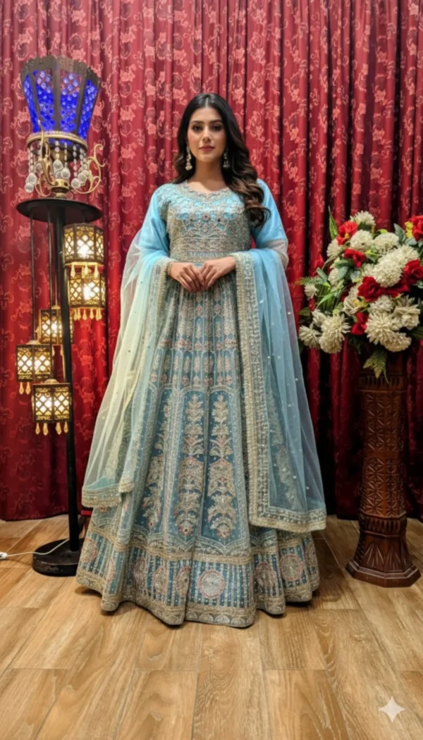 dori work | new style maxi dress | new look 9mm | mirror work | wedding & engagement