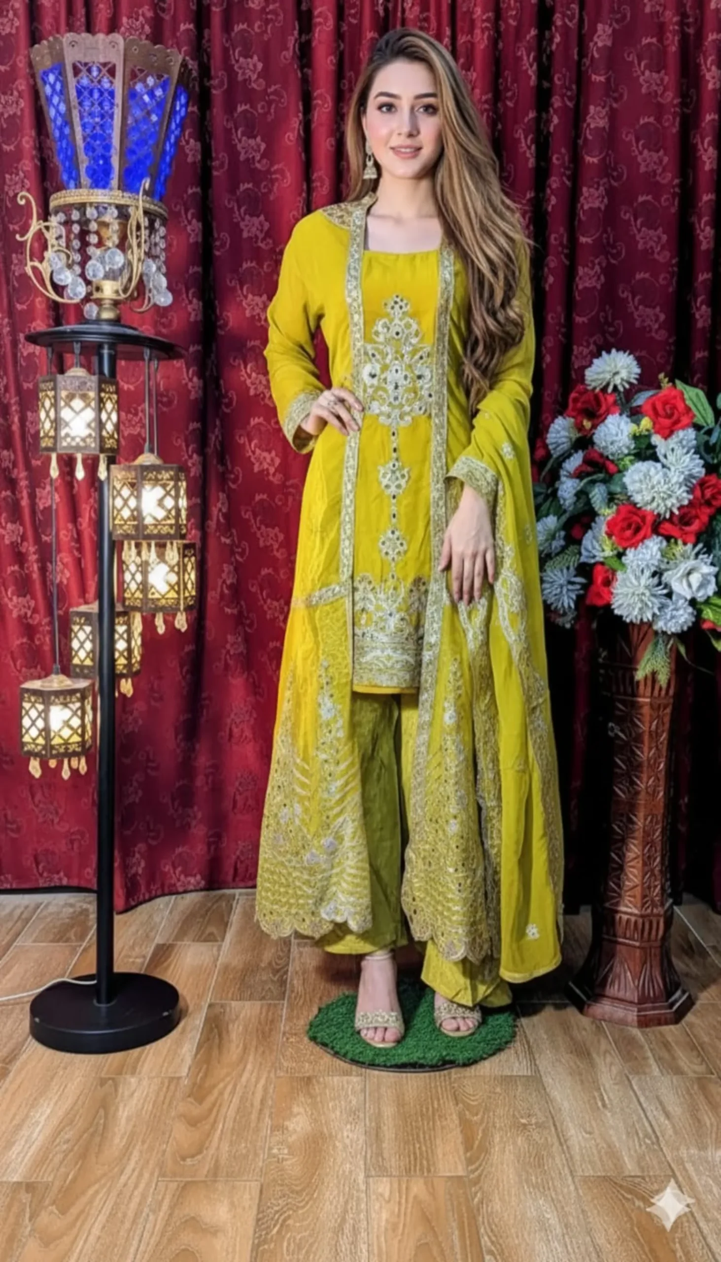 designer dress | silk shirt style | total hand work | fabric silk | new arrival | wedding & engagement | party wear suit (copy)