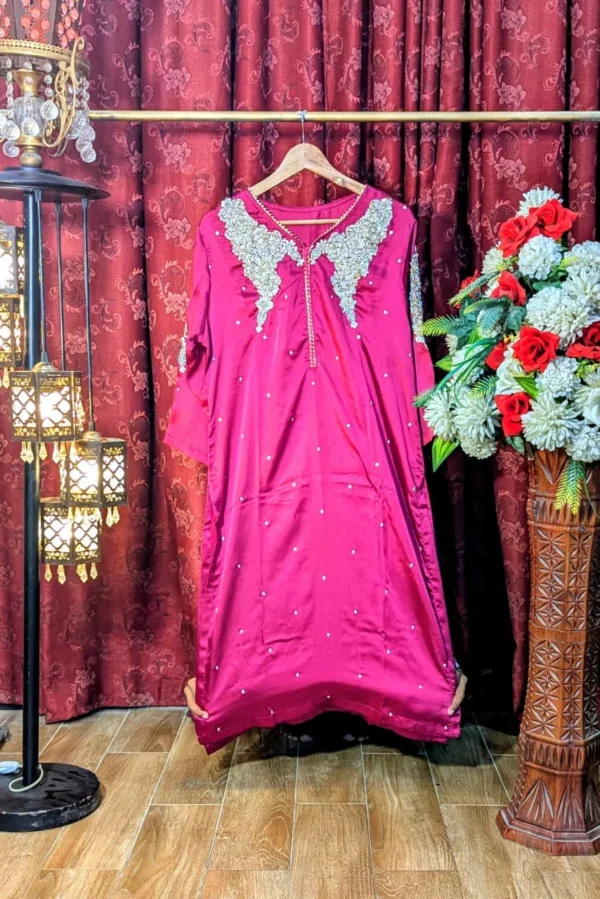 designer dress | silk shirt style | total hand work | fabric silk | new arrival | wedding & engagement | party wear suit