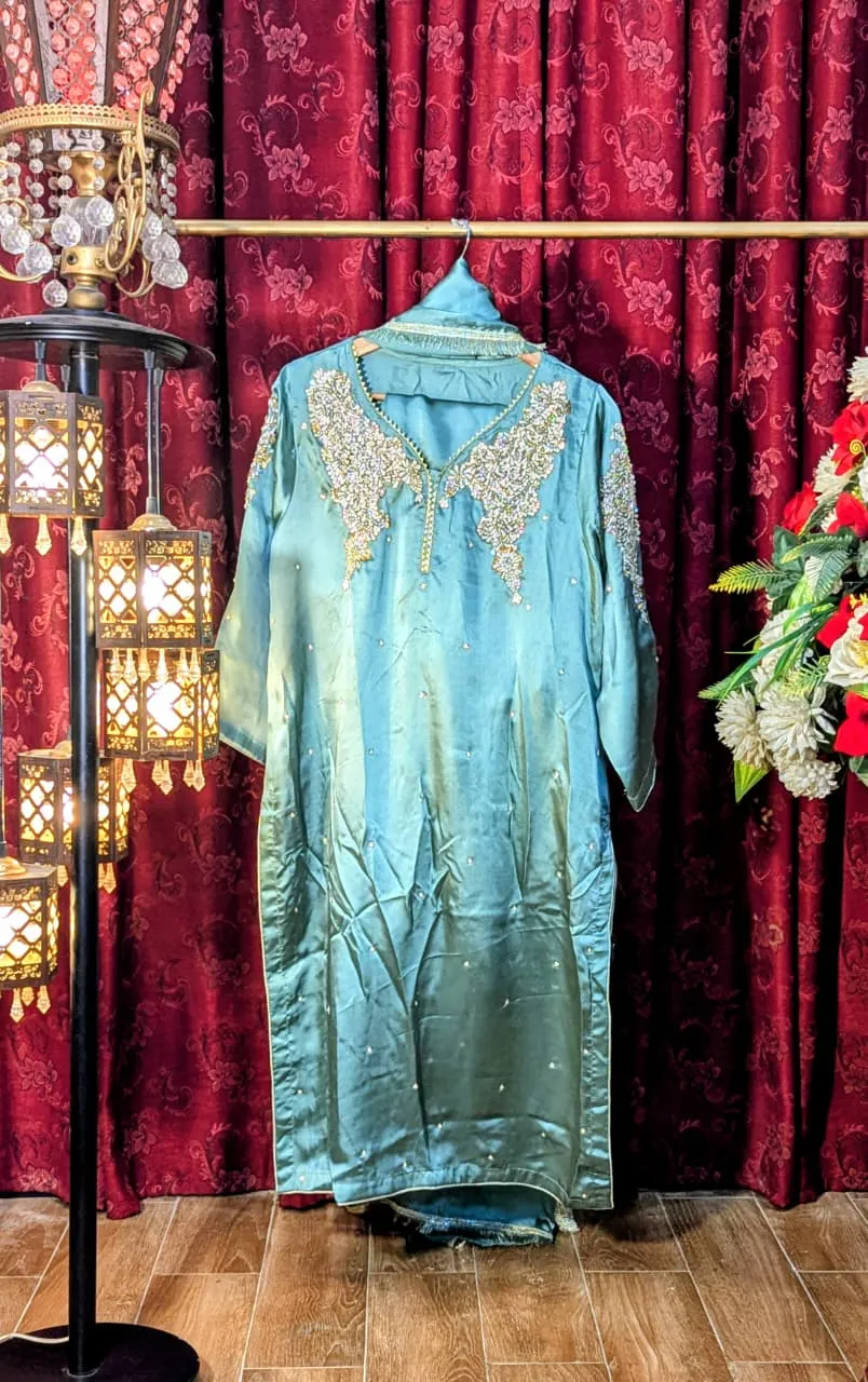 designer dress | silk shirt style | total hand work | fabric silk | new arrival | wedding & engagement | party wear suit