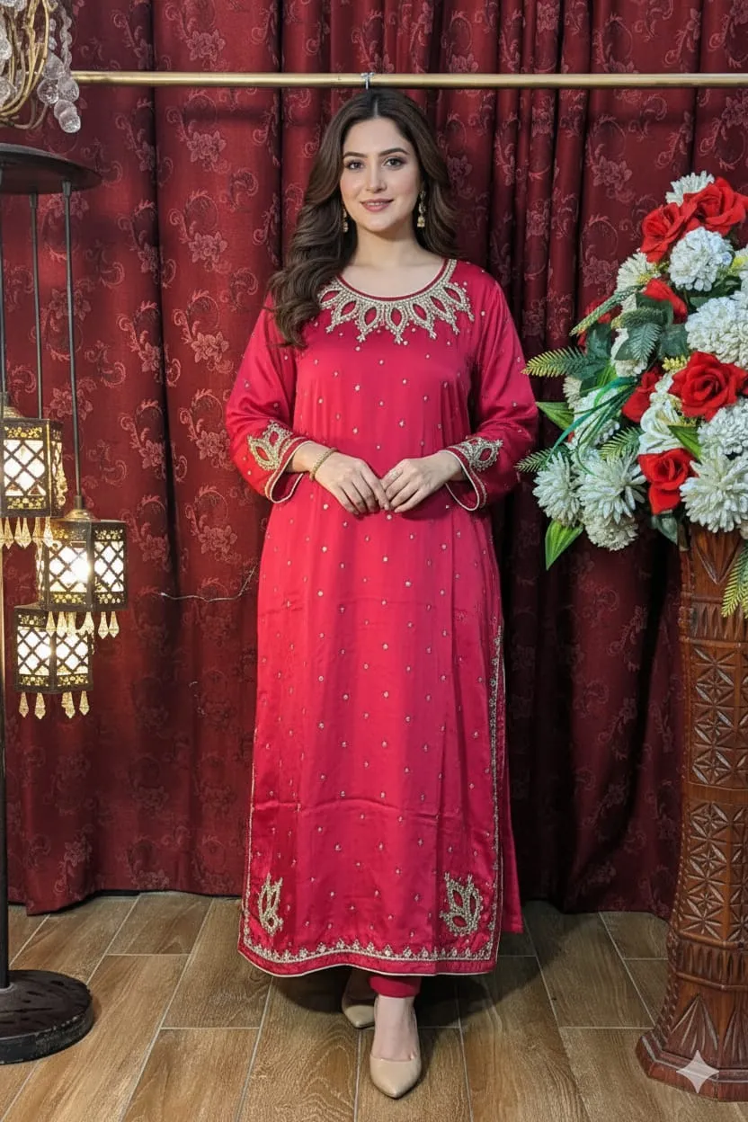 designer dress | silk shirt style | total hand work | fabric silk | new arrival | wedding & engagement | party wear suit (copy)