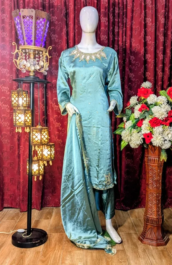 designer dress | silk shirt style | total hand work | fabric silk | new arrival | wedding & engagement | party wear suit (copy)